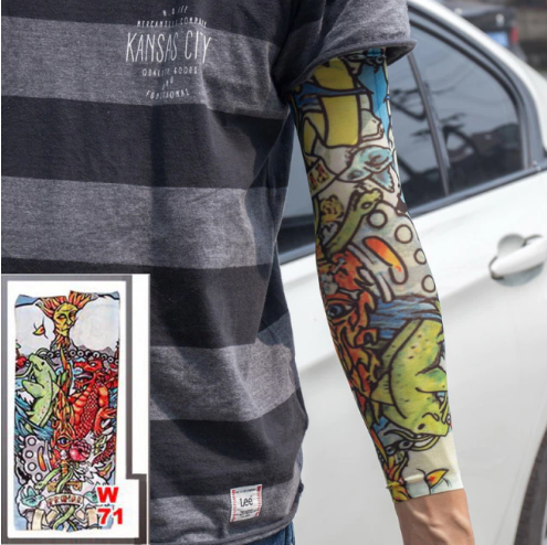 Giyilebilir Kol Dövmesi Çorap Dövme 3D Baskılı Kol Bacak Dövme 2 Adet Model 33