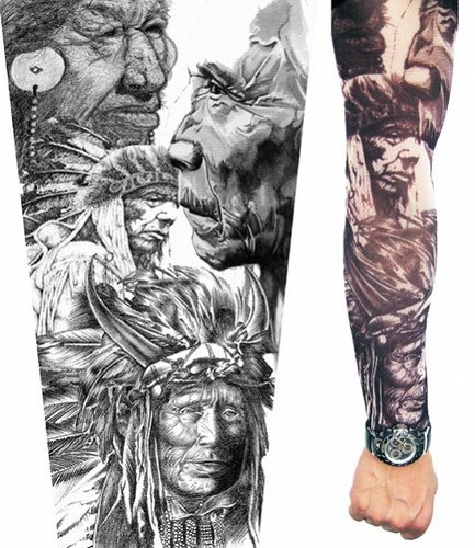 Giyilebilir Kol Dövmesi Çorap Dövme 3D Baskılı Kol Bacak Dövme 2 Adet Model 34