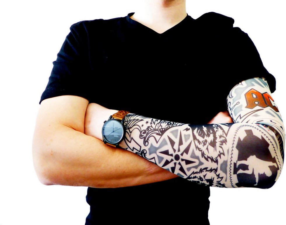 Giyilebilir Kol Dövmesi Çorap Dövme 3D Baskılı Kol Bacak Dövme 2 Adet Model 41