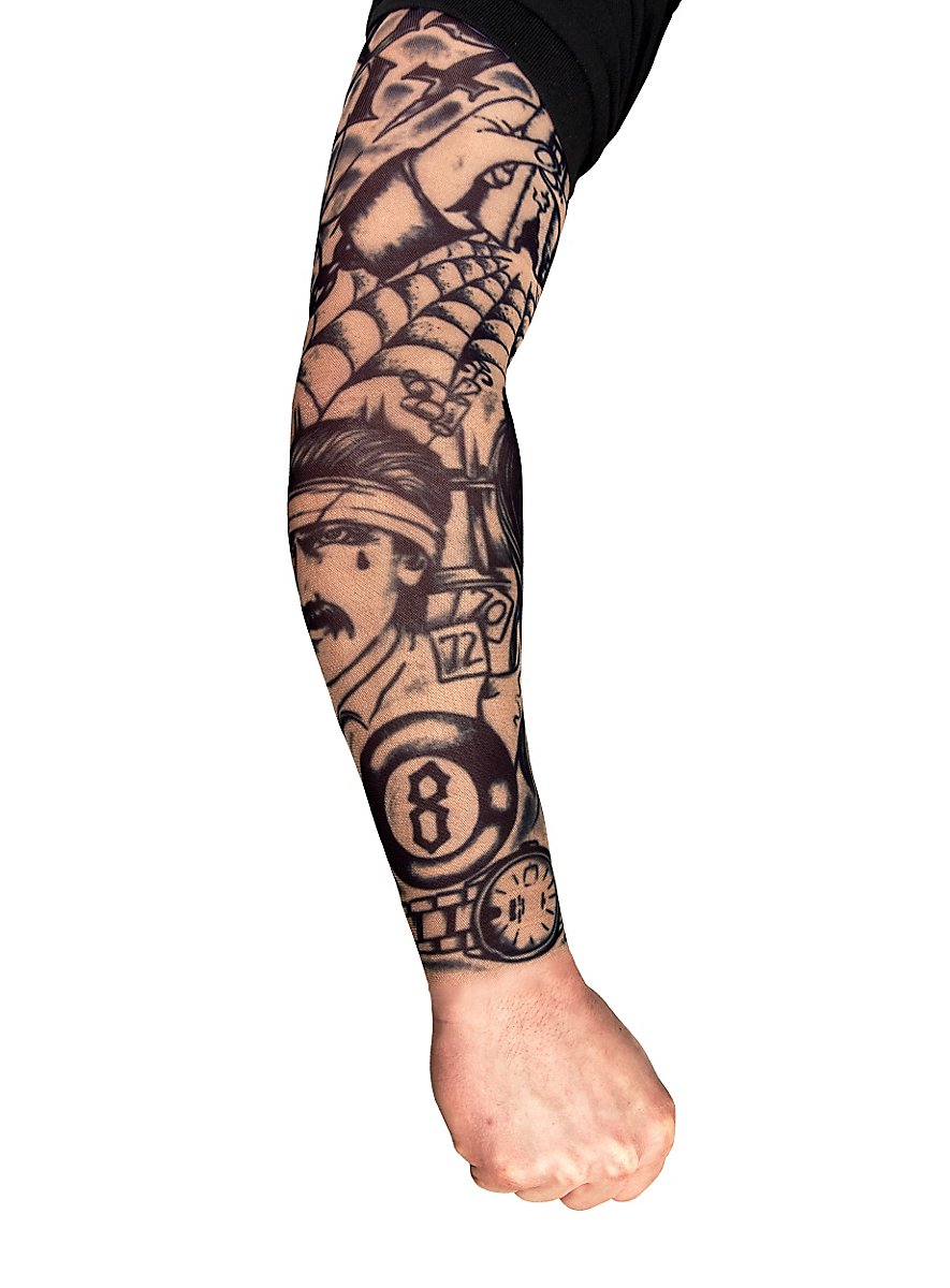 Giyilebilir Kol Dövmesi Çorap Dövme 3D Baskılı Kol Bacak Dövme 2 Adet Model 44