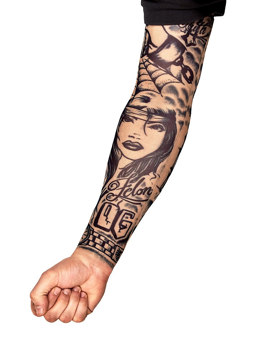 Giyilebilir Kol Dövmesi Çorap Dövme 3D Baskılı Kol Bacak Dövme 2 Adet Model 44