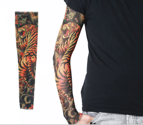 Giyilebilir Kol Dövmesi Çorap Dövme 3D Baskılı Kol Bacak Dövme 2 Adet Model 6