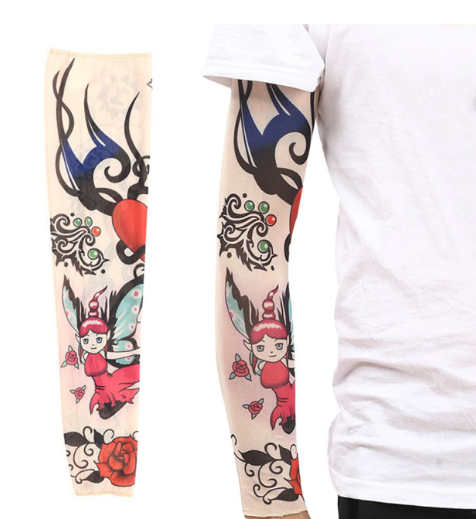 Giyilebilir Kol Dövmesi Çorap Dövme 3D Baskılı Kol Bacak Dövme 2 Adet Model 7