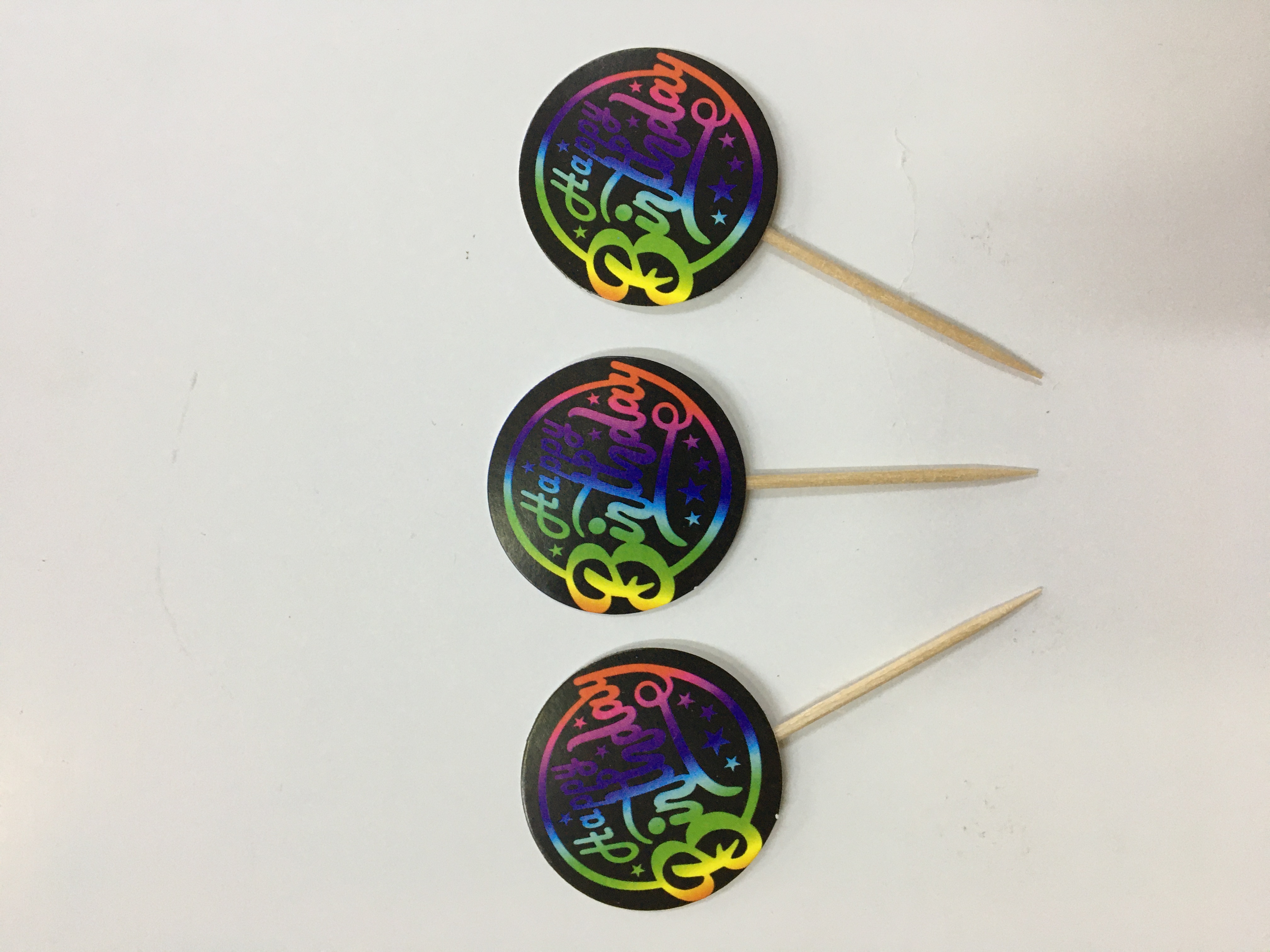 Gökkuşağı Renkli Happy Birthday Parti Kürdan Süsü 20 Adet