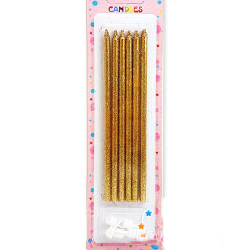 Gold Simli Pasta Mumu 6 Adet 16 cm 