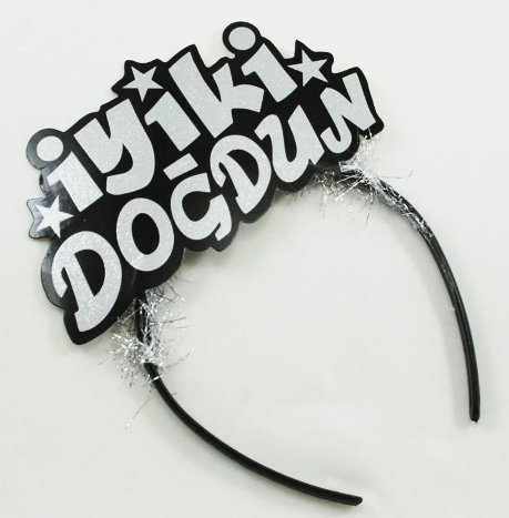 Gümüş Renk İyiki Doğdun Yazılı Sim Süslü Parti Tacı