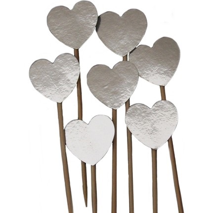 Gümüş Renk Kalp Şekilli Kürdan Süs 15 Adet