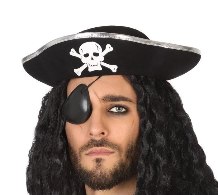 Gümüş Şeritli Yetişkin Boy Yayvan Korsan Şapkası