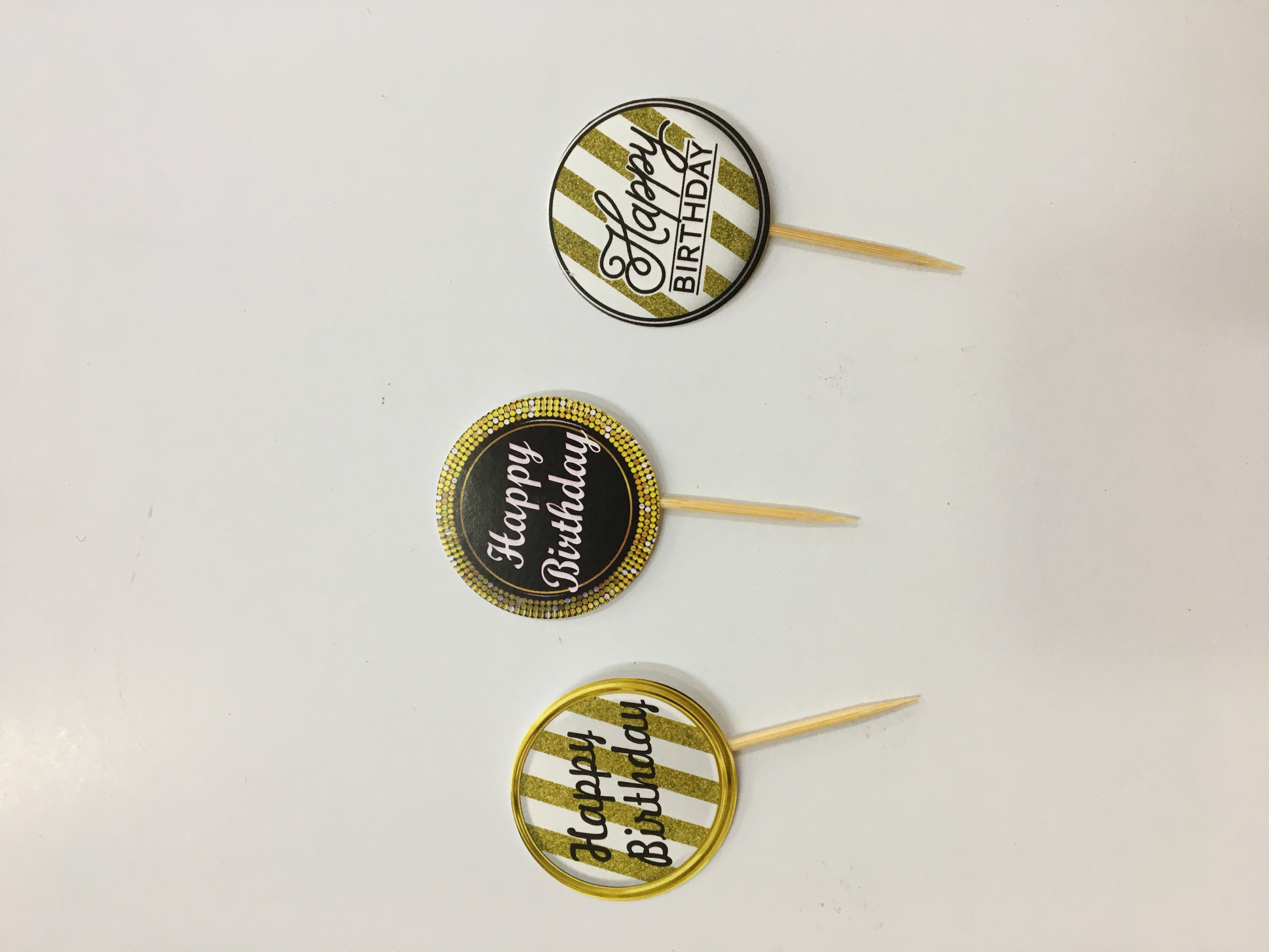 Gümüş Siyah Happy Birthday Parti Kürdan Süsü 20 Adet