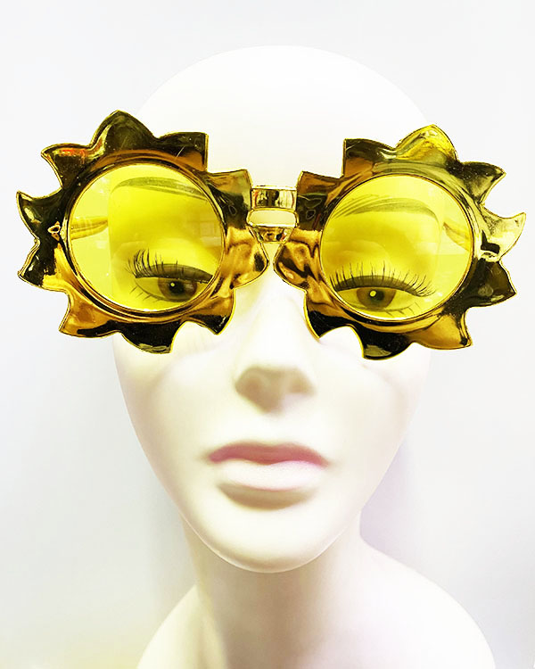 Güneş Model Metalize Parlak Parti Gözlüğü Sarı Renk 14x7 cm