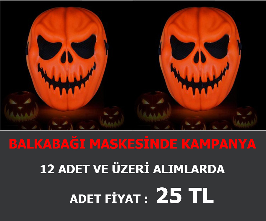 Halloween Balkabağı Maskesi - Kabak Maske - Kampanyalı Halloween Maske