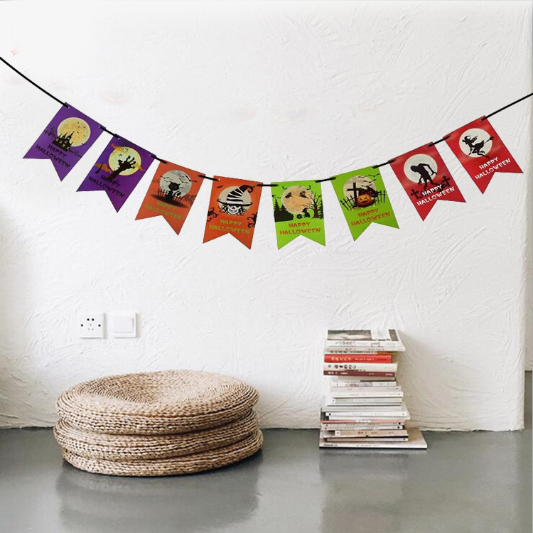 Halloween Baskılı Parti Süslemesi Bayrak Süs Flama 3 Metre