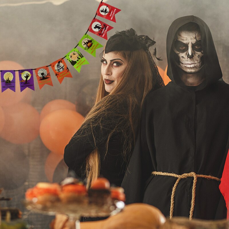 Halloween Baskılı Parti Süslemesi Bayrak Süs Flama 3 Metre