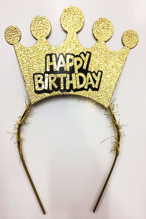 Happy Birthday Yazılı Altın Renk Doğum Günü Tacı