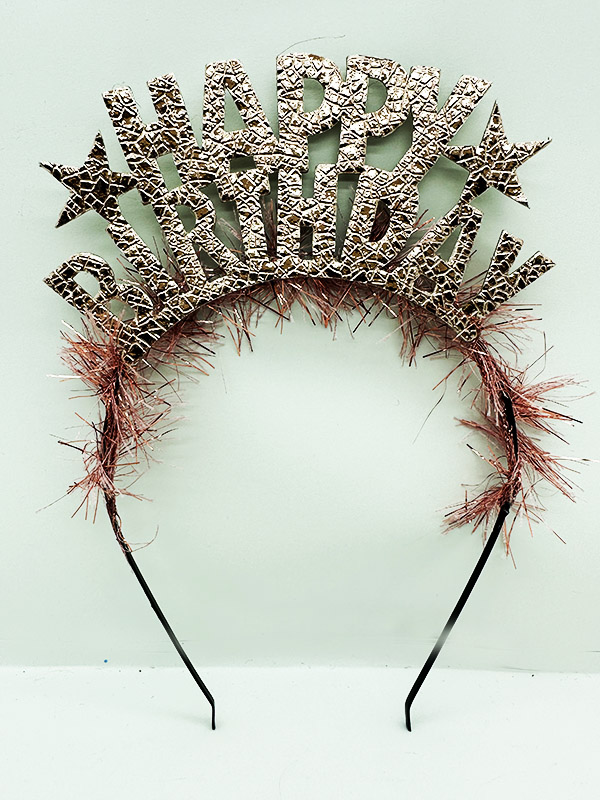 Happy Birthday Yazılı Metal Rose Gold Renk Doğum Günü Parti Tacı