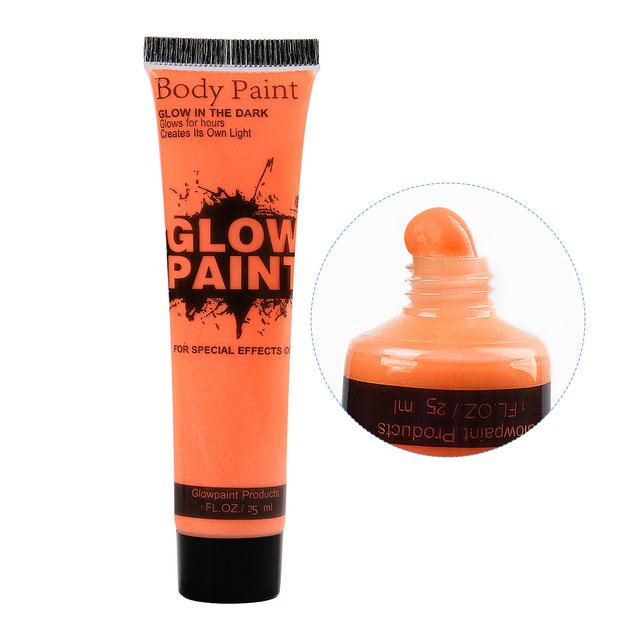 Karanlıkta Parlayan Fosforlu Neonlu Glow Parti Yüz Boyası Vücut Kremi Turuncu Renk