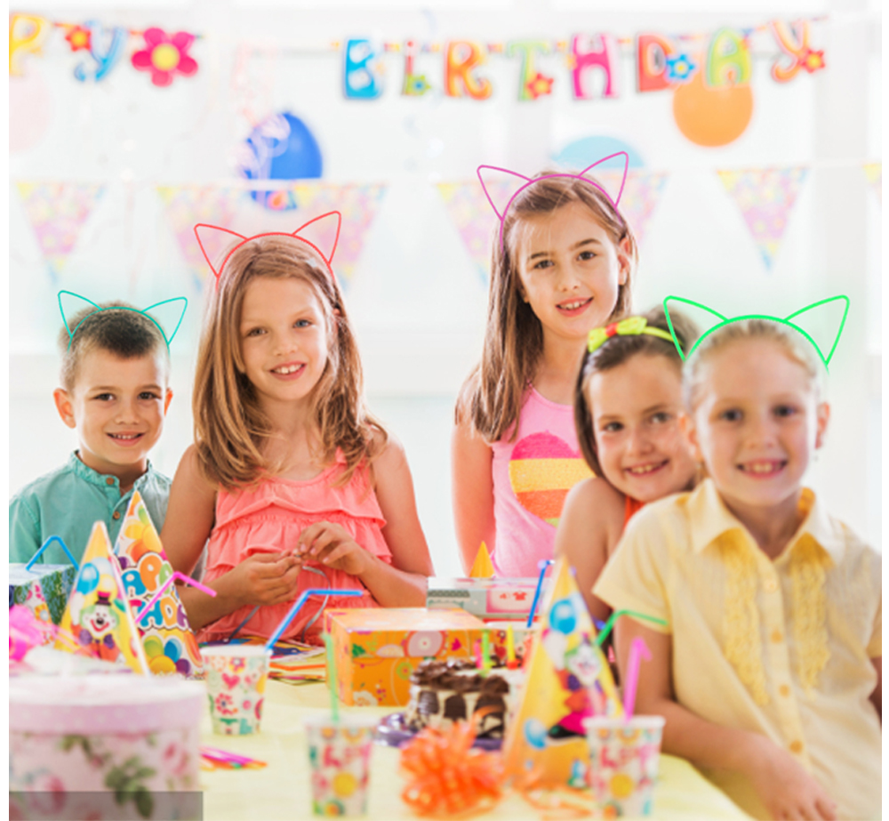 Karanlıkta Yanan Glow Kedi Kulağı Kedi Tacı Renkli 6 Adet