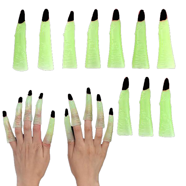 Karanlıkta Yanan Halloween Cadılar Bayramı Siyah Cadı Tırnakları 10 Adet