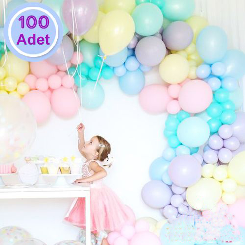 Karışık Renk Makaron Pastel Balon 100 Adet 12 İnch