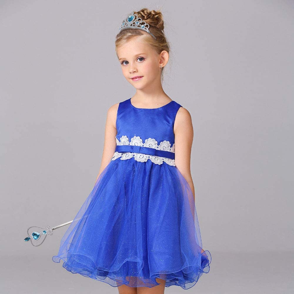 Karlar Ülkesi Elsa Mavi Kalpli Taç ve Mavi Asa Seti Çocuk Boy