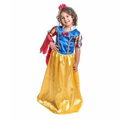 Kırmızı Pelerinli Düz Pamuk Prenses Kostümü-2-3 YAŞ-Taç yok