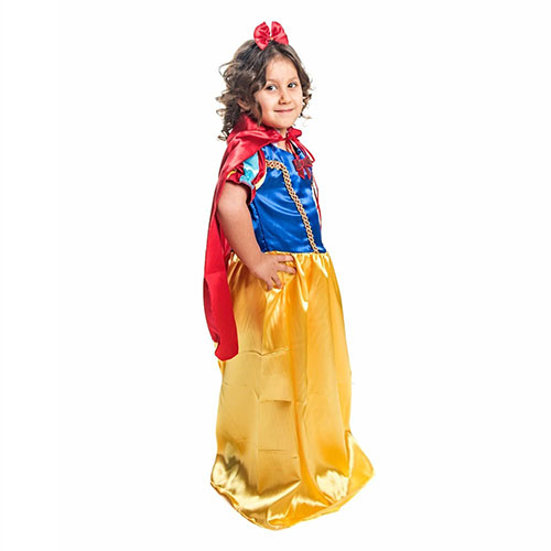 Kırmızı Pelerinli Düz Pamuk Prenses Kostümü-2-3 YAŞ-Taç yok