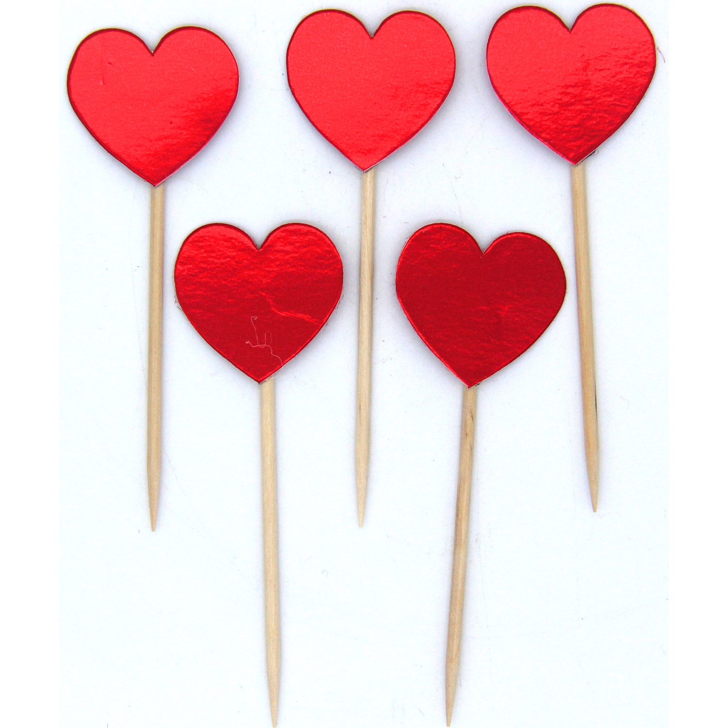 Kırmızı Renk Kalp Şekilli Kürdan Süs 15 Adet 