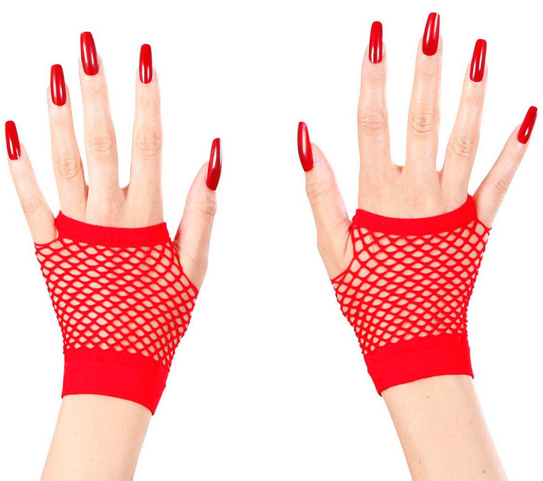 Kırmızı Renk Kısa Boy Fileli Örgü Eldiven