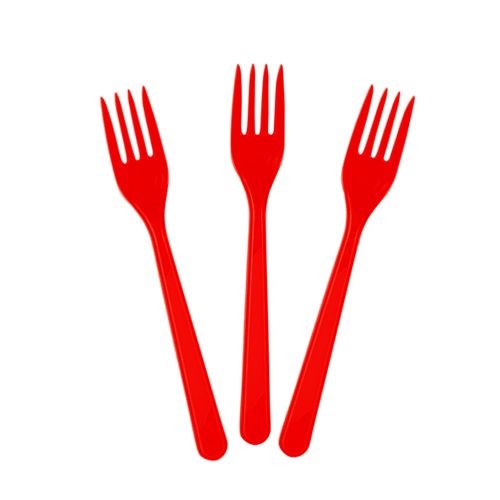 Kırmızı Renk Lüks Plastik Çatal 25 Adet