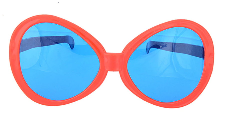 Kırmızı Renk Mega Boy Oval Yuvarlak Parti Gözlüğü