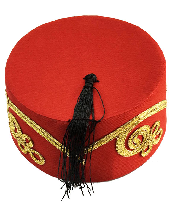 Kırmızı Renk Otantik Şerit İşlemeli Osmanlı Fesi 7 No 8-10 Yaş