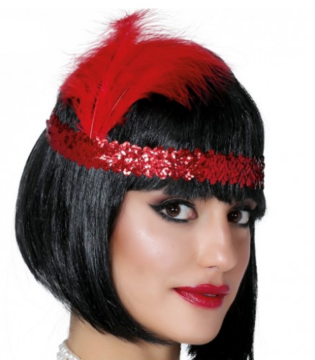 70'ler 80'ler ve 90'lar Temalı Kırmızı Renk Çarliston Saç Bandı 