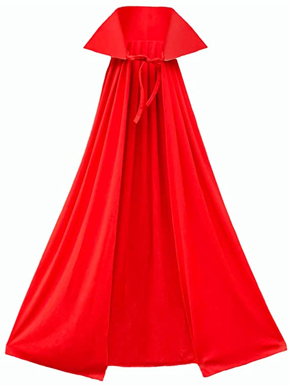 Kırmızı Renk Yakalı Halloween Pelerin 140 cm