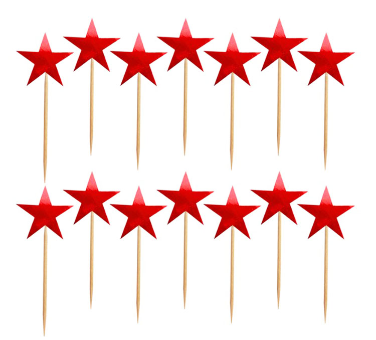 Kırmızı Renk Yıldız Şekilli Parti Kürdan Süs 15 Adet