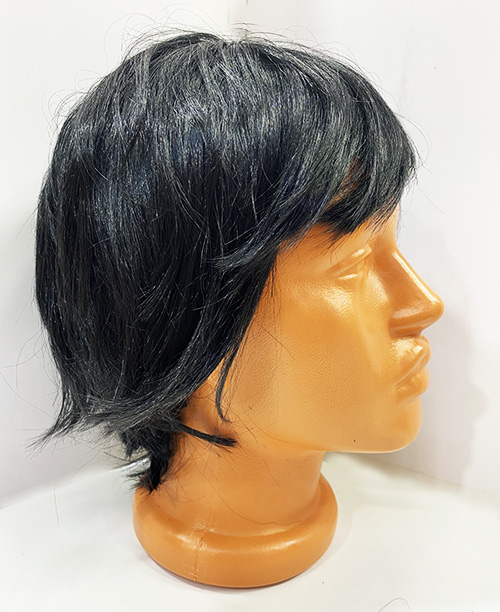 Kısa Model Düz Kesim İçi Astarlı Erkek Peruğu Siyah Renk