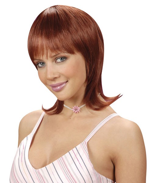 Kızıl Renk Dolgulu Orta Boy Kısa Peruk Saç 40 cm