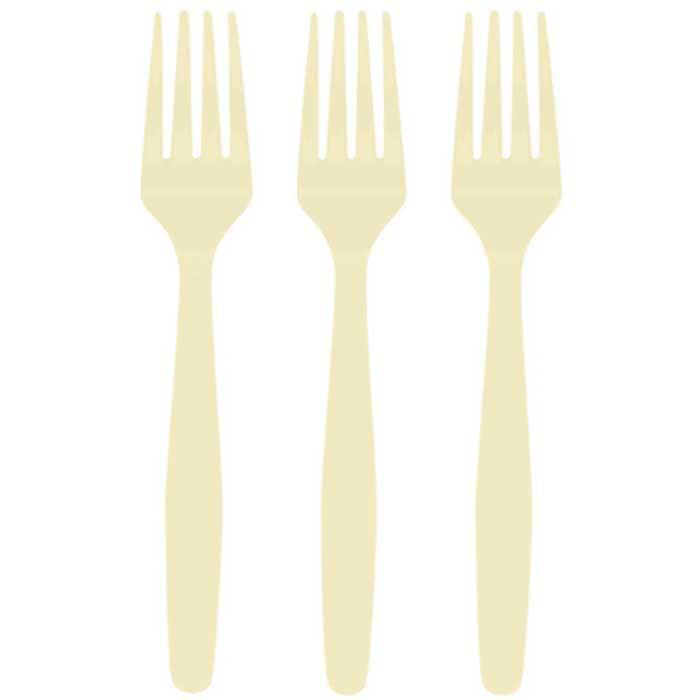 Krem Renk Lüks Plastik Çatal 25 Adet