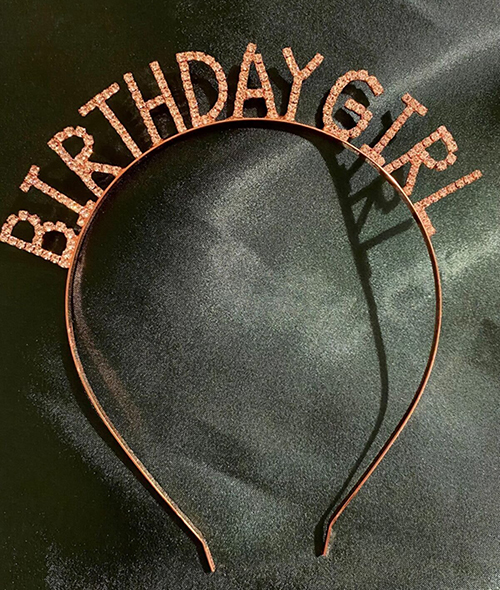 Kristal Taşlı Birthday Girl Tacı Rose Gold Renk 16x17 cm