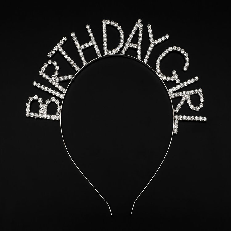 Kristal Taşlı Gümüş Renk Birthday Girl Tacı