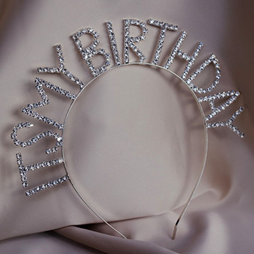 Kristal Taşlı İts My Birthday Doğum Günü Tacı Gümüş 16x17 cm