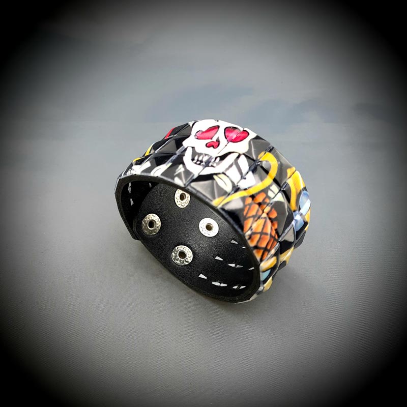 Kuru Kafa Zımbalı Gothic Bileklik Piramit Spike Punk Bilekliği Model 3