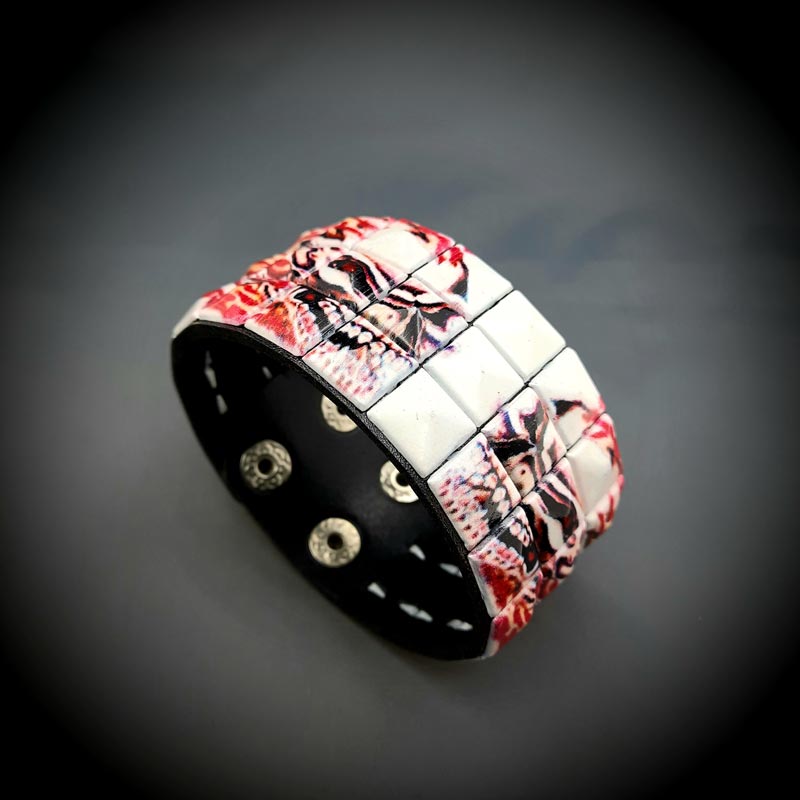 Kuru Kafa Zımbalı Gothic Bileklik Piramit Spike Punk Bilekliği Model 6