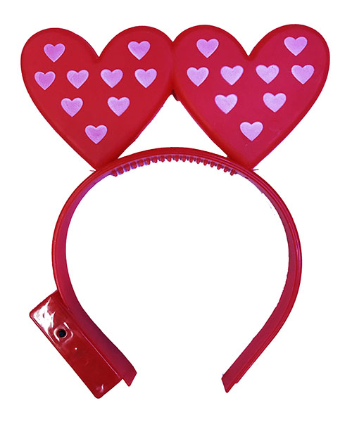 Led Işıklı 3 Fonksiyonlu Yanar Söner Kalp Şekilli Parti Tacı Kırmızı Renk