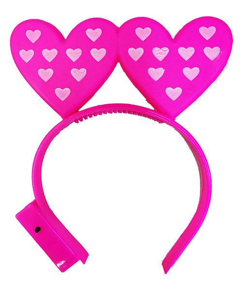 Led Işıklı 3 Fonksiyonlu Yanar Söner Kalp Şekilli Parti Tacı Pembe Renk