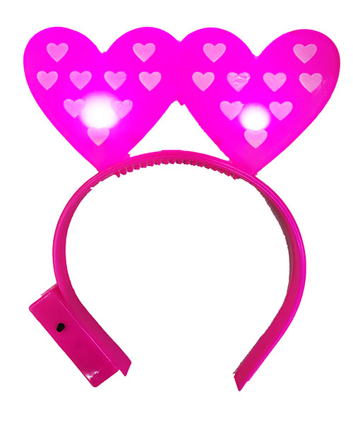 Led Işıklı 3 Fonksiyonlu Yanar Söner Kalp Şekilli Parti Tacı Pembe Renk