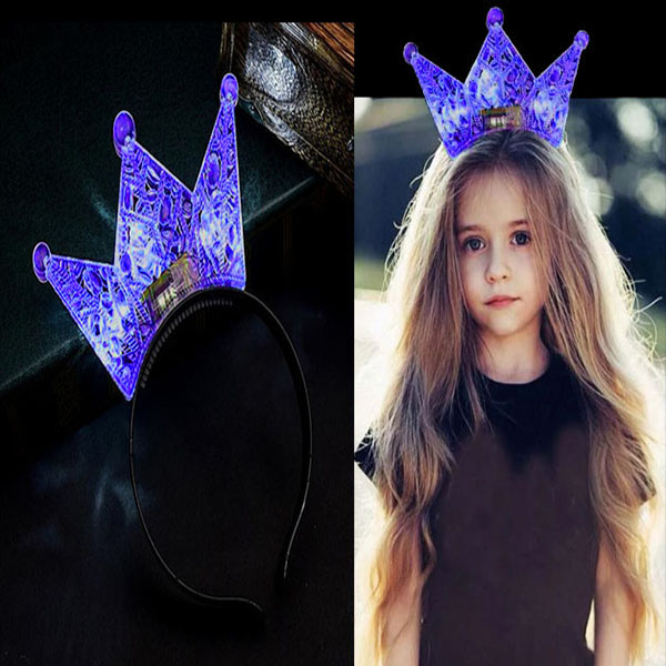 Led Işıklı Kraliçe Tacı Kral Tacı Mavi Renk