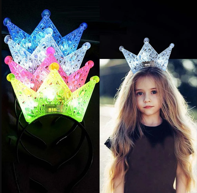 Led Işıklı Kraliçe Tacı Kral Tacı Sarı Renk