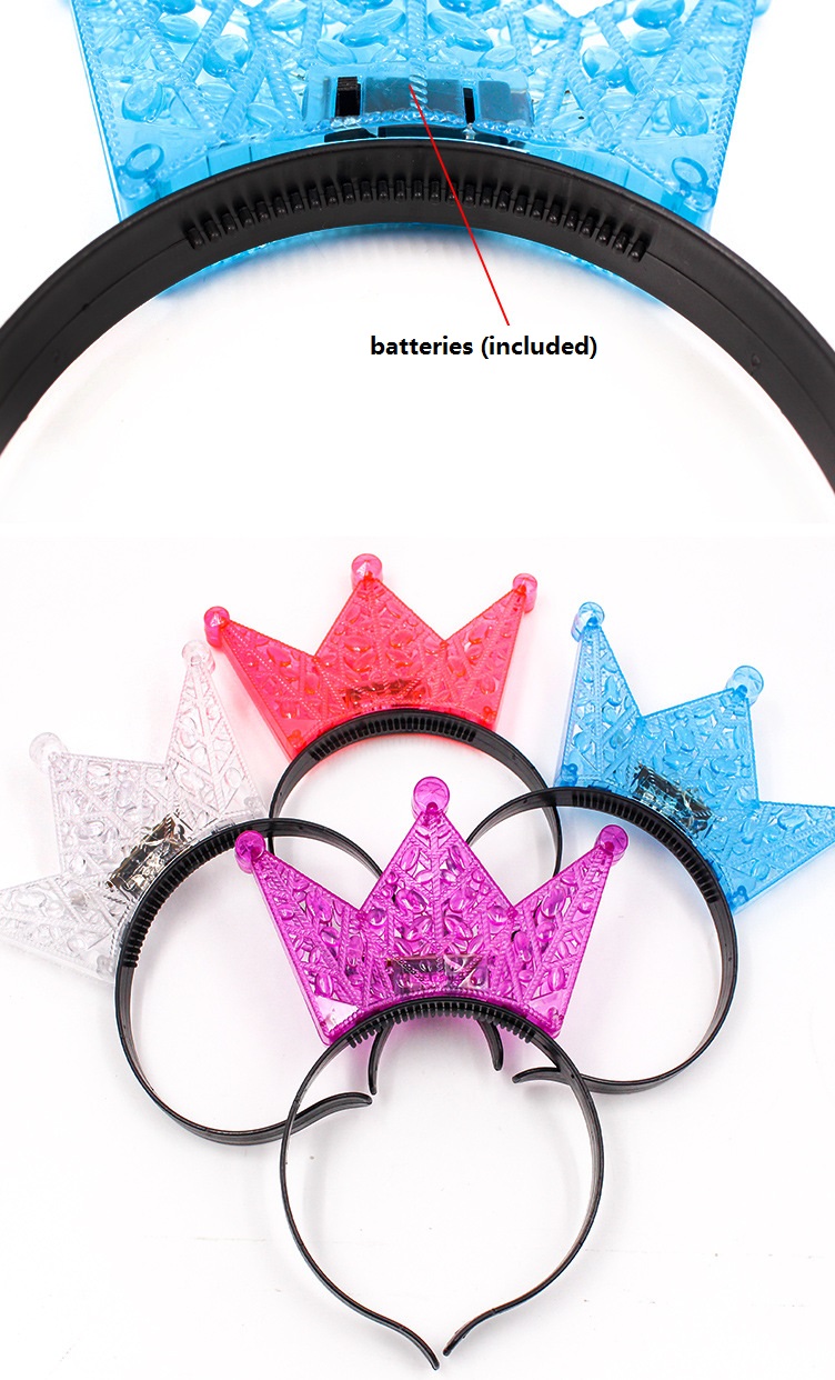 Led Işıklı Kraliçe Tacı Kral Tacı Şeffaf Gümüş Renk 