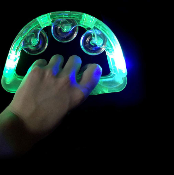 Led Işıklı Pilli Yanıp Sönen Lüks Eğlence Tefi Yeşil Renk