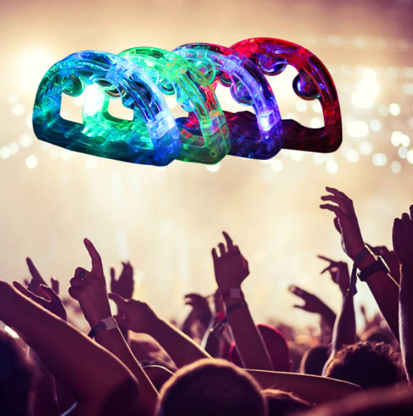 Led Işıklı Pilli Yanıp Sönen Lüks Eğlence Tefi Yeşil Renk